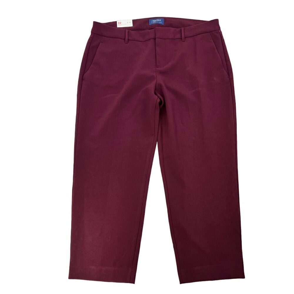 Old Navy Womens Harper Cropped Straight Leg Dress Pants Wine Sz 14 New